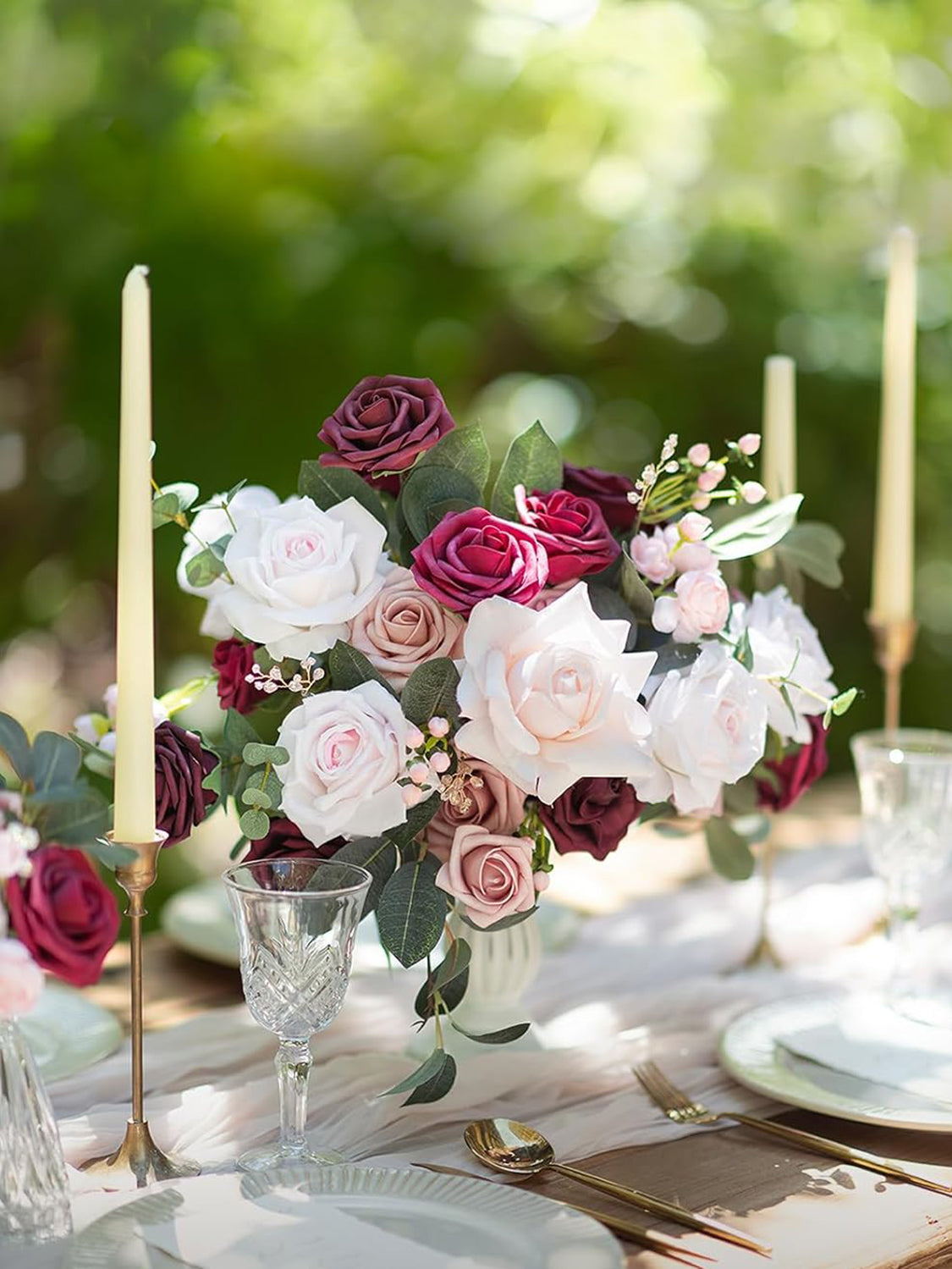 Baby Pink Artificial Flowers 16pcs Cream Silk Roses DIY Box