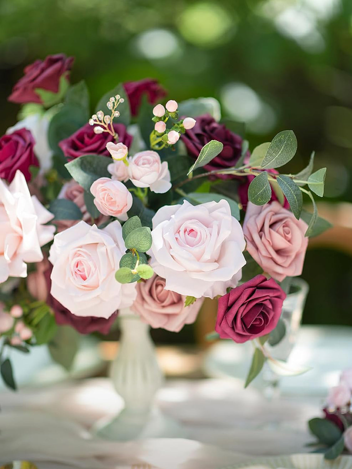 Baby Pink Artificial Flowers 16pcs Cream Silk Roses DIY Box