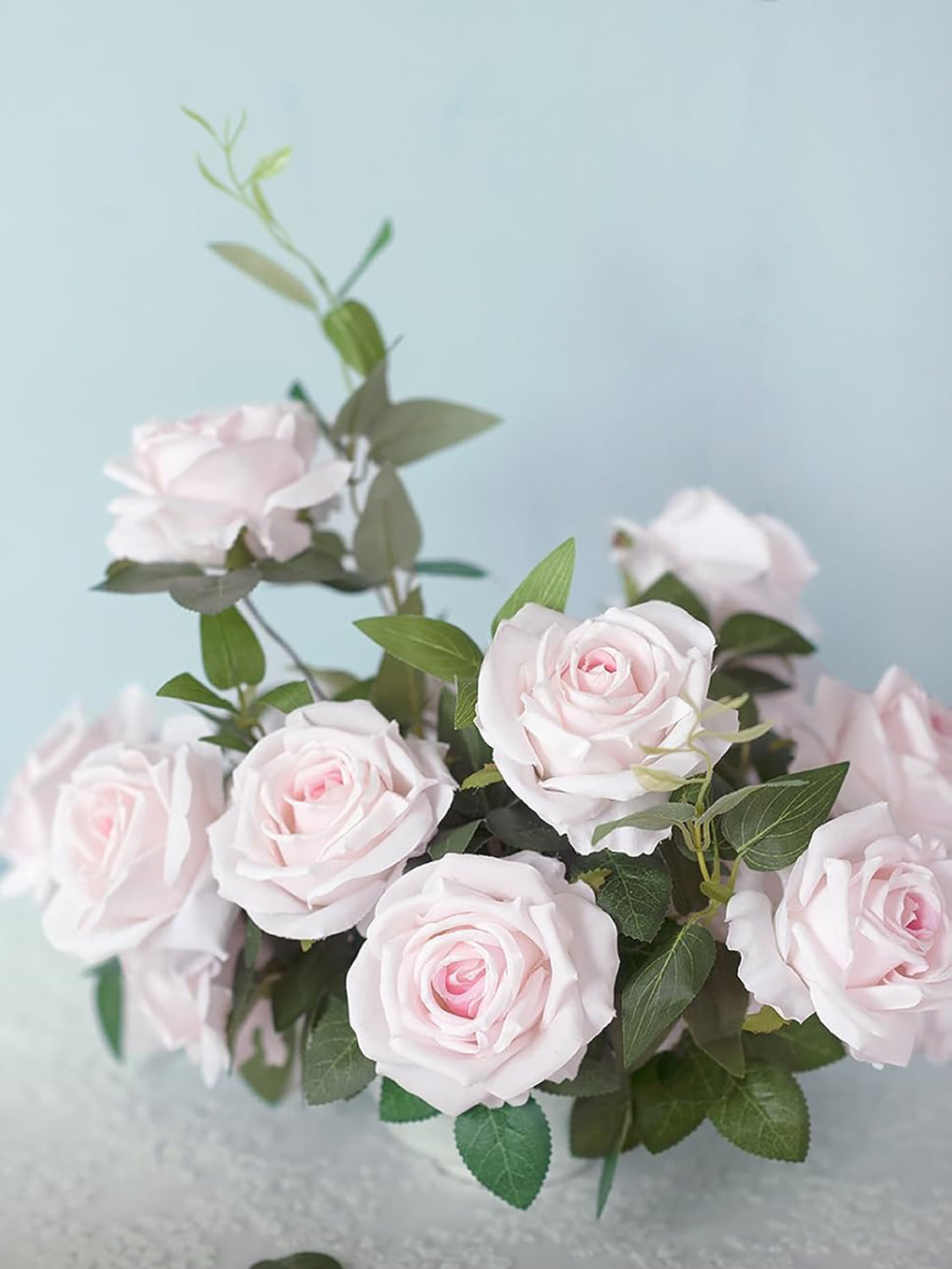 Baby Pink Artificial Flowers 16pcs Cream Silk Roses DIY Box