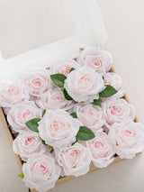 Baby Pink Artificial Flowers 16pcs Cream Silk Roses DIY Box