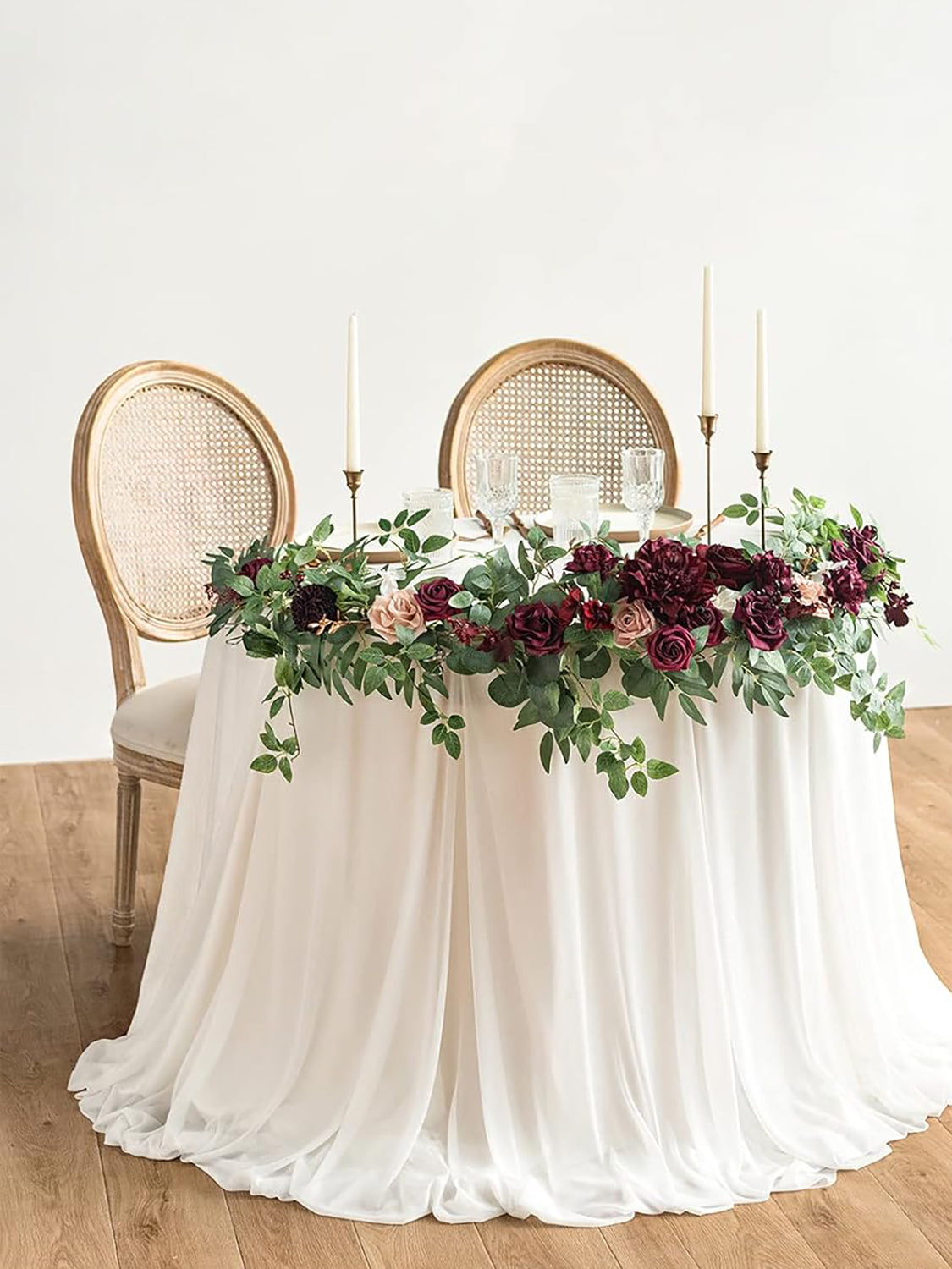 Burgundy Artificial Flowers 16pcs Cream Silk Roses DIY Box