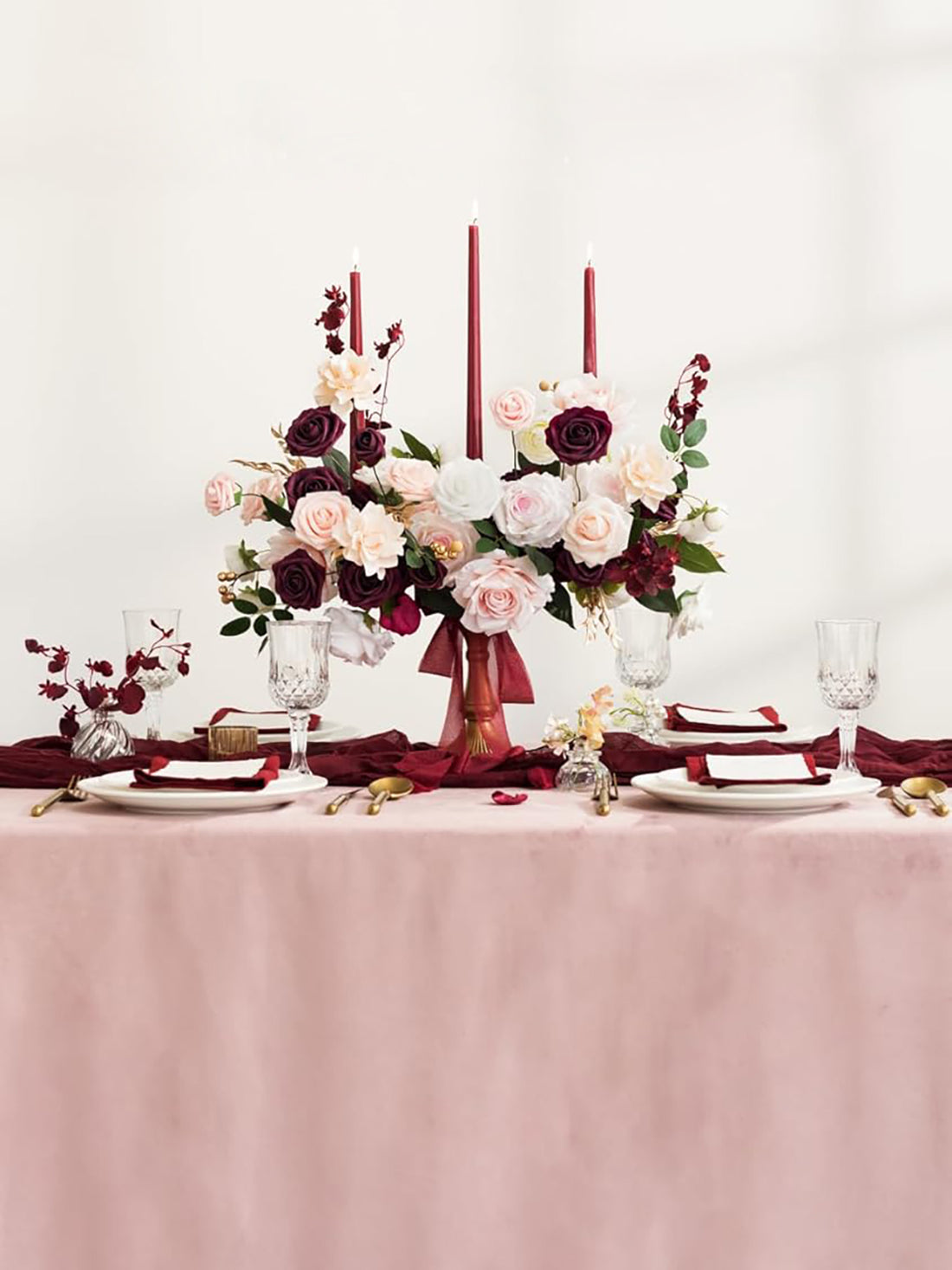 Burgundy & Cinnamon & Shabby Blush & Champagne Artificial Flowers 16pcs Cream Silk Roses DIY Box