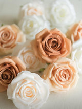 Cream & French Orange Artificial Flowers 16pcs Cream Silk Roses DIY Box