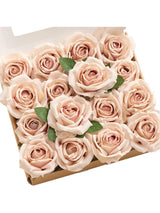 Dusty Rose Artificial Flowers 16pcs Cream Silk Roses DIY Box