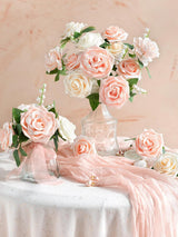 Dusty Rose Artificial Flowers 16pcs Cream Silk Roses DIY Box
