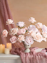 Dusty Rose Artificial Flowers 16pcs Cream Silk Roses DIY Box