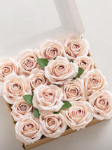 Dusty Rose Artificial Flowers 16pcs Cream Silk Roses DIY Box