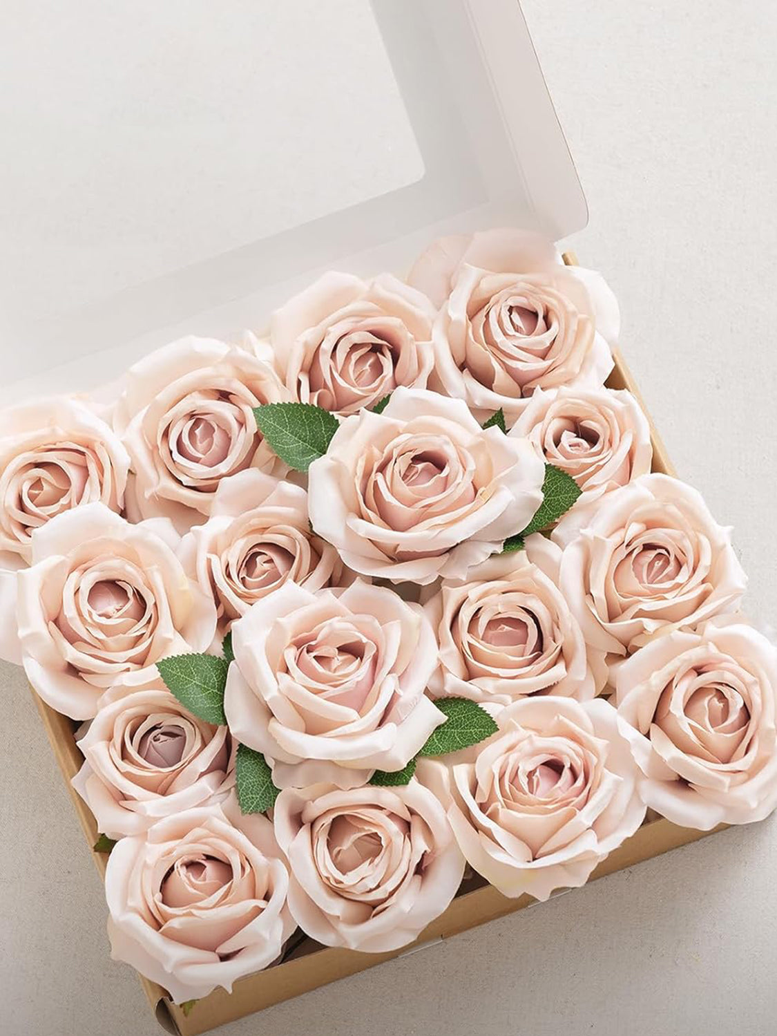 Dusty Rose Artificial Flowers 16pcs Cream Silk Roses DIY Box