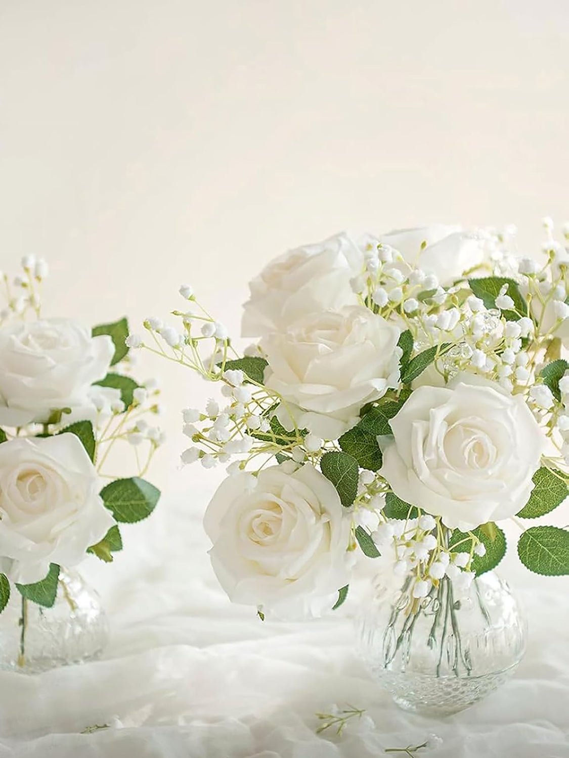 Ivory Artificial Flowers 16pcs Cream Silk Roses DIY Box