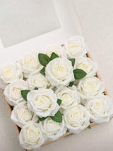 Ivory Artificial Flowers 16pcs Cream Silk Roses DIY Box