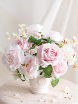 Pale Pink & Shabby Blush Artificial Flowers 16pcs Cream Silk Roses DIY Box
