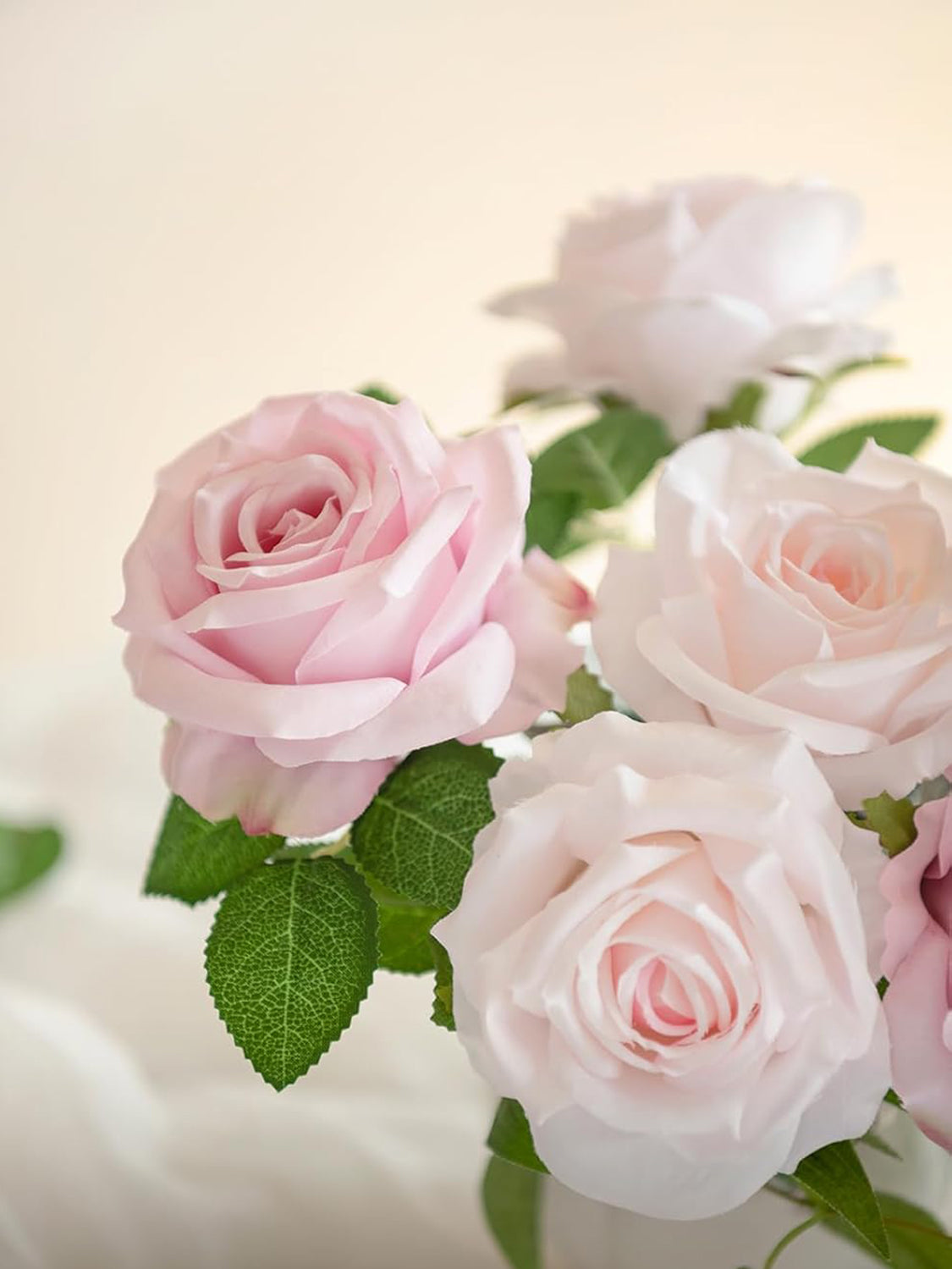 Pale Pink & Shabby Blush Artificial Flowers 16pcs Cream Silk Roses DIY Box