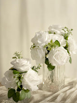 White Artificial Flowers 16pcs Cream Silk Roses DIY Box