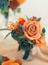 Burnt Orange Artificial Flowers 16pcs Cream Silk Roses DIY Box