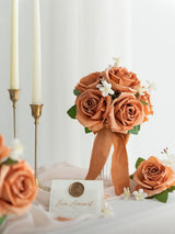 Burnt Orange Artificial Flowers 16pcs Cream Silk Roses DIY Box