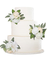 White Green Wedding Cake Toppers Floral Decorations 3Pcs