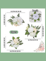 White Green Wedding Cake Toppers Floral Decorations 3Pcs