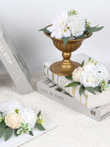 White Green Wedding Cake Toppers Floral Decorations 3Pcs