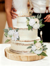 White Green Wedding Cake Toppers Floral Decorations 3Pcs