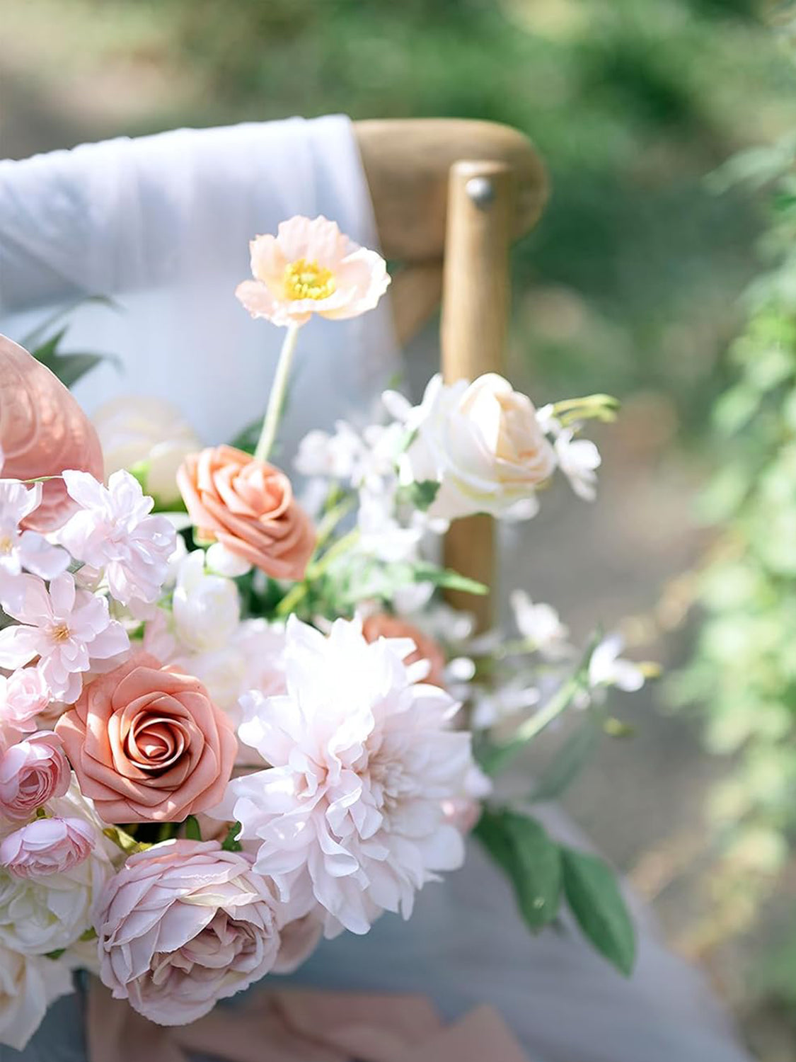 Blush Artificial Flowers 9pcs Silk Dahlia 5.5"/4.5" DIY Box