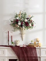 Burgundy Artificial Flowers 9pcs Silk Dahlia 5.5"/4.5" DIY Box