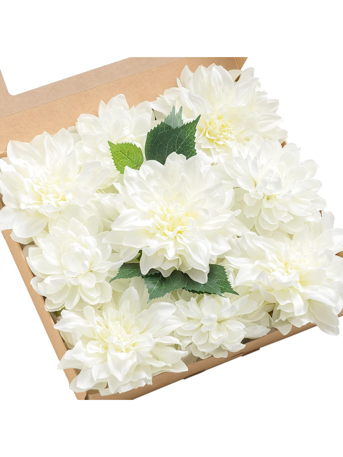 Ivory Artificial Flowers 9pcs Silk Dahlia 5.5"/4.5" DIY Box
