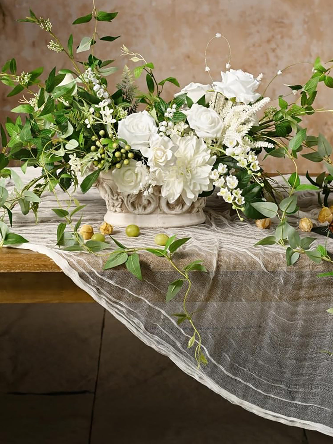 Ivory Artificial Flowers 9pcs Silk Dahlia 5.5"/4.5" DIY Box