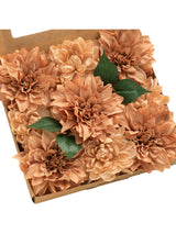 Sunset Terracotta Artificial Flowers 9pcs Silk Dahlia 5.5"/4.5" DIY Box
