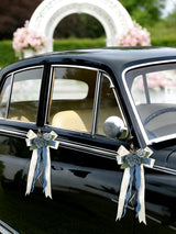 Blue 4PCS Wedding Car Door Handle Decorative Flowers
