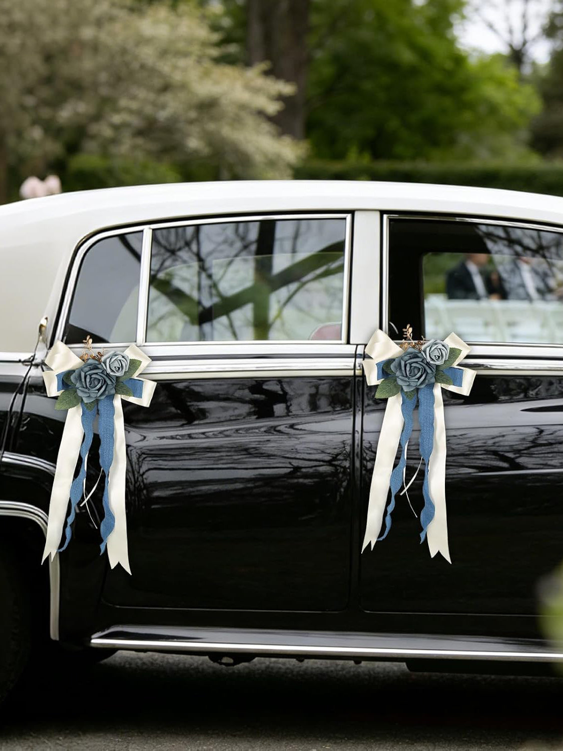 Blue 4PCS Wedding Car Door Handle Decorative Flowers