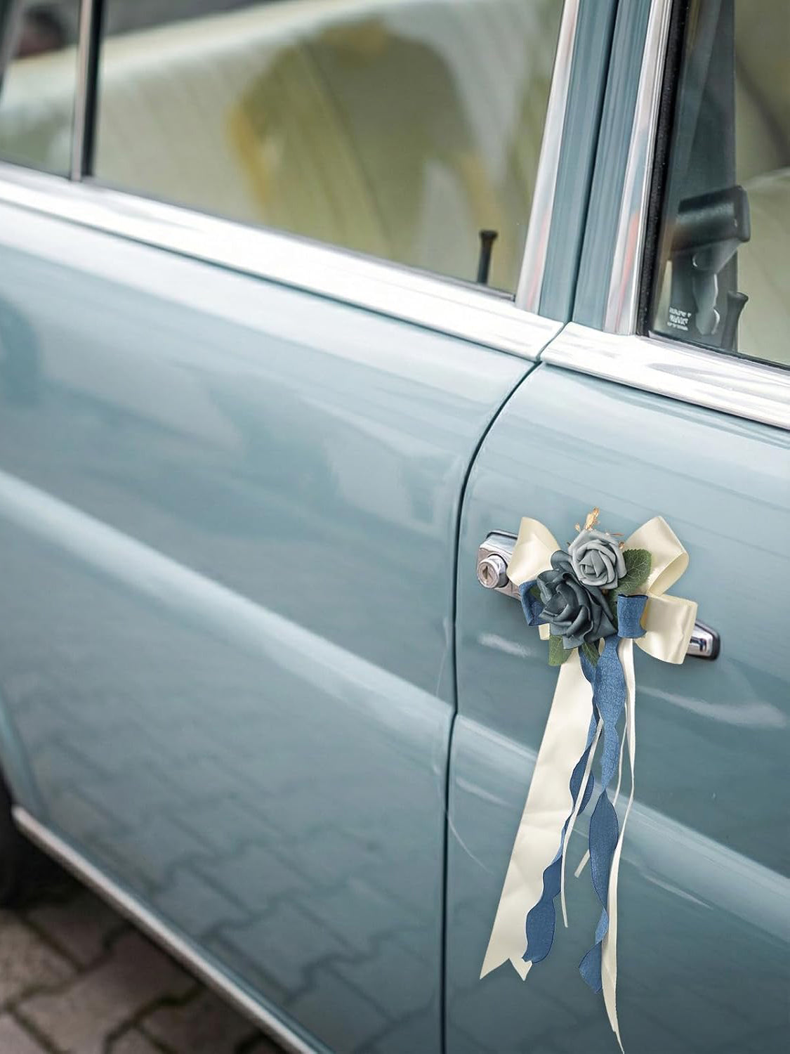 Blue 4PCS Wedding Car Door Handle Decorative Flowers