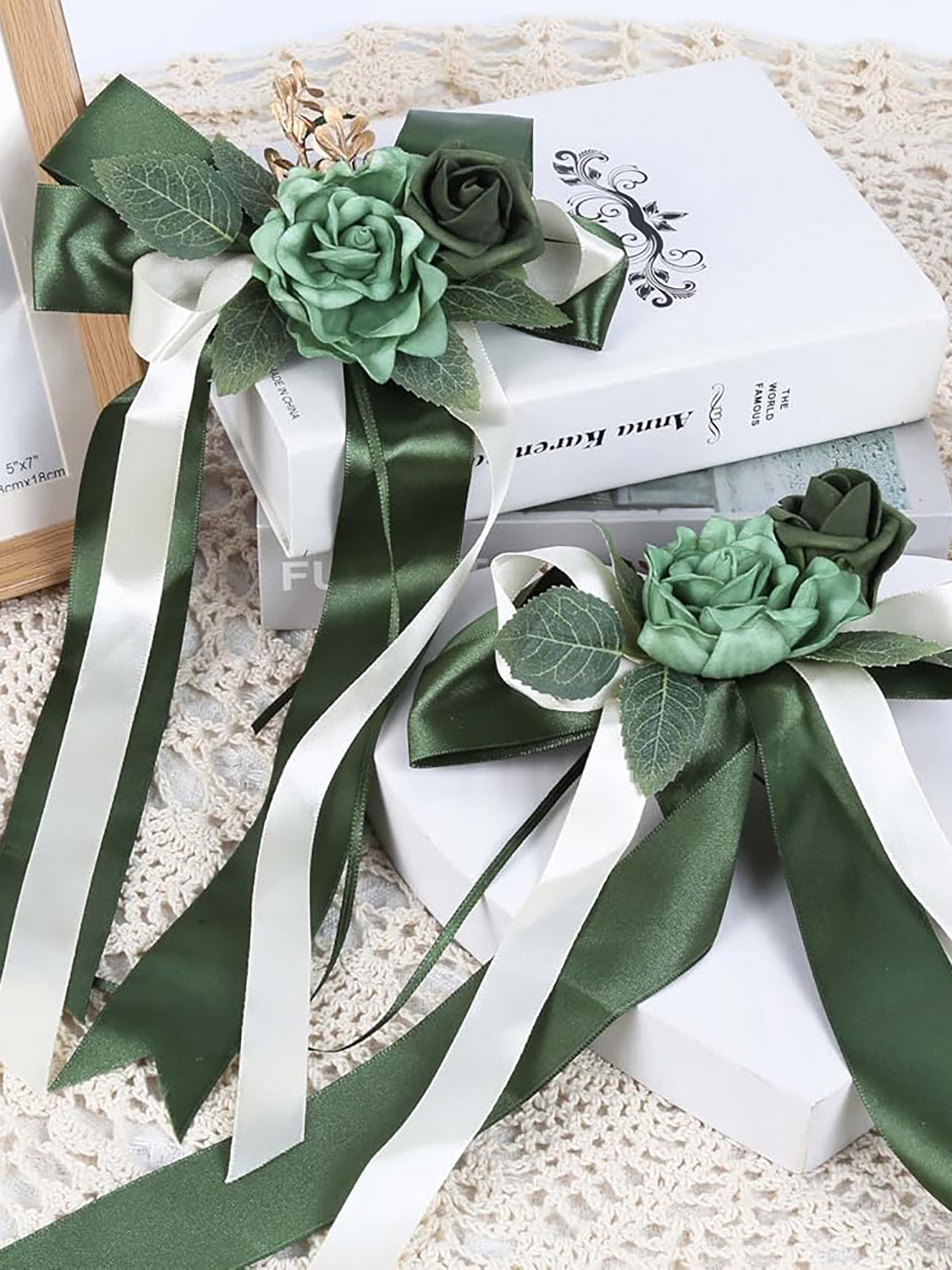 Green 4PCS Wedding Car Door Handle Decorative Flowers