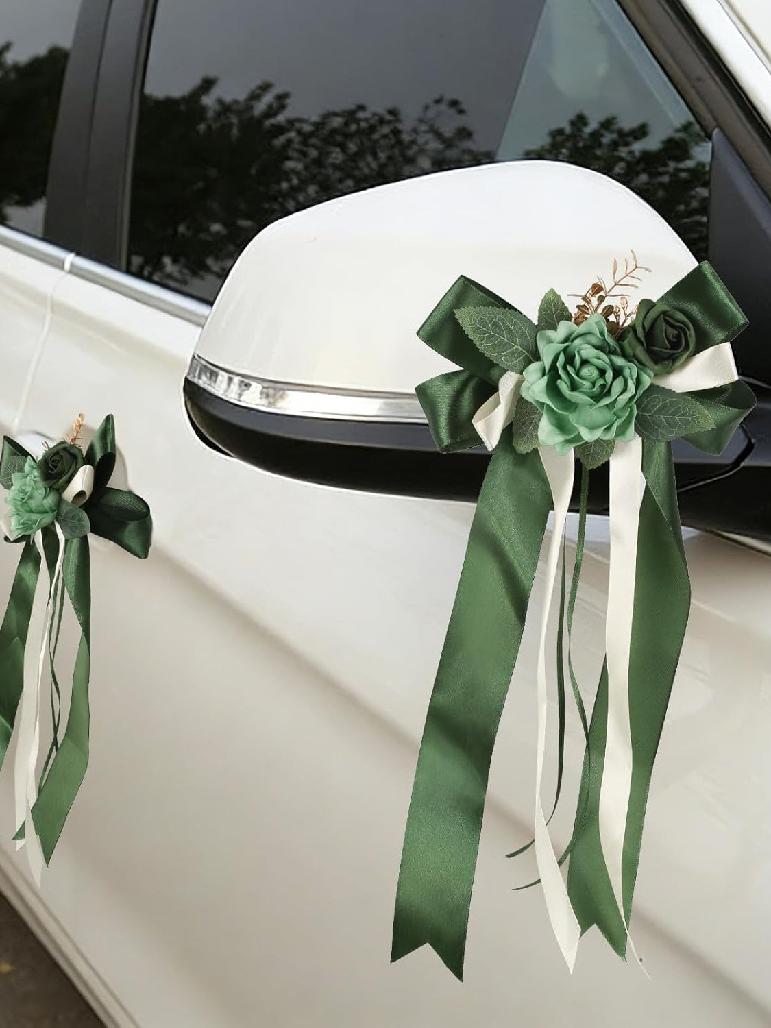 Green 4PCS Wedding Car Door Handle Decorative Flowers