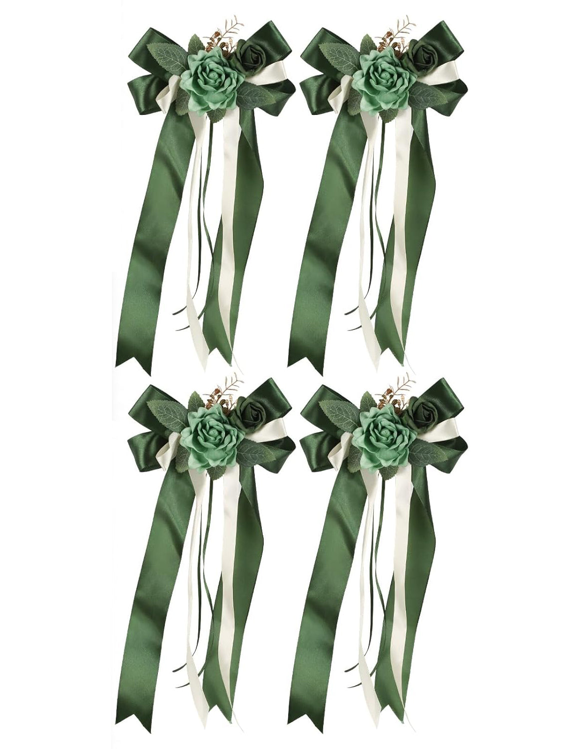 Green 4PCS Wedding Car Door Handle Decorative Flowers