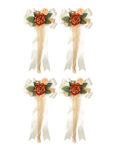 Orange 4PCS Wedding Car Door Handle Decorative Flowers