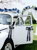 Navy Blue 4PCS Wedding Car Door Handle Decorative Flowers