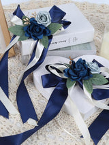 Navy Blue 4PCS Wedding Car Door Handle Decorative Flowers