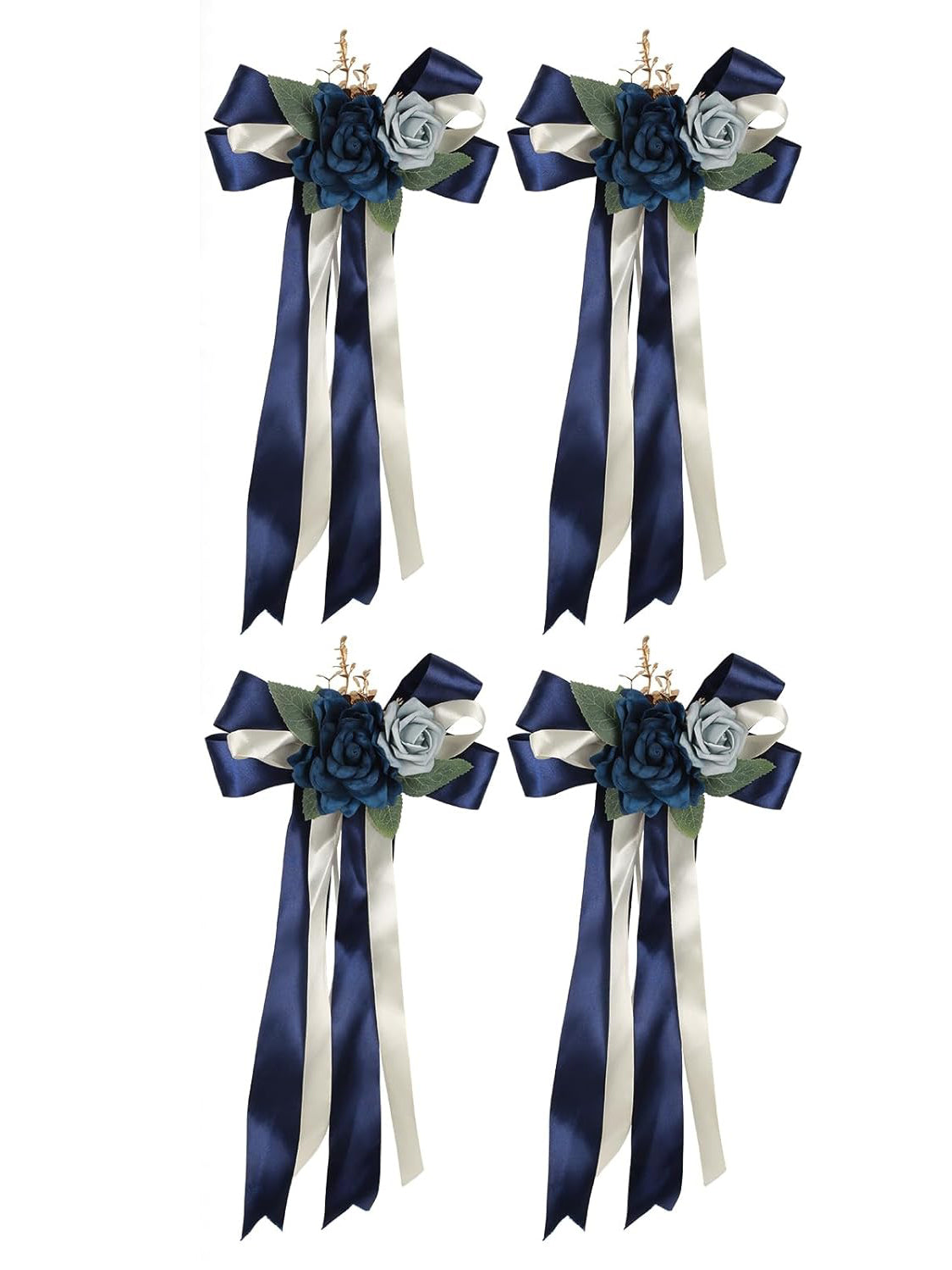 Navy Blue 4PCS Wedding Car Door Handle Decorative Flowers