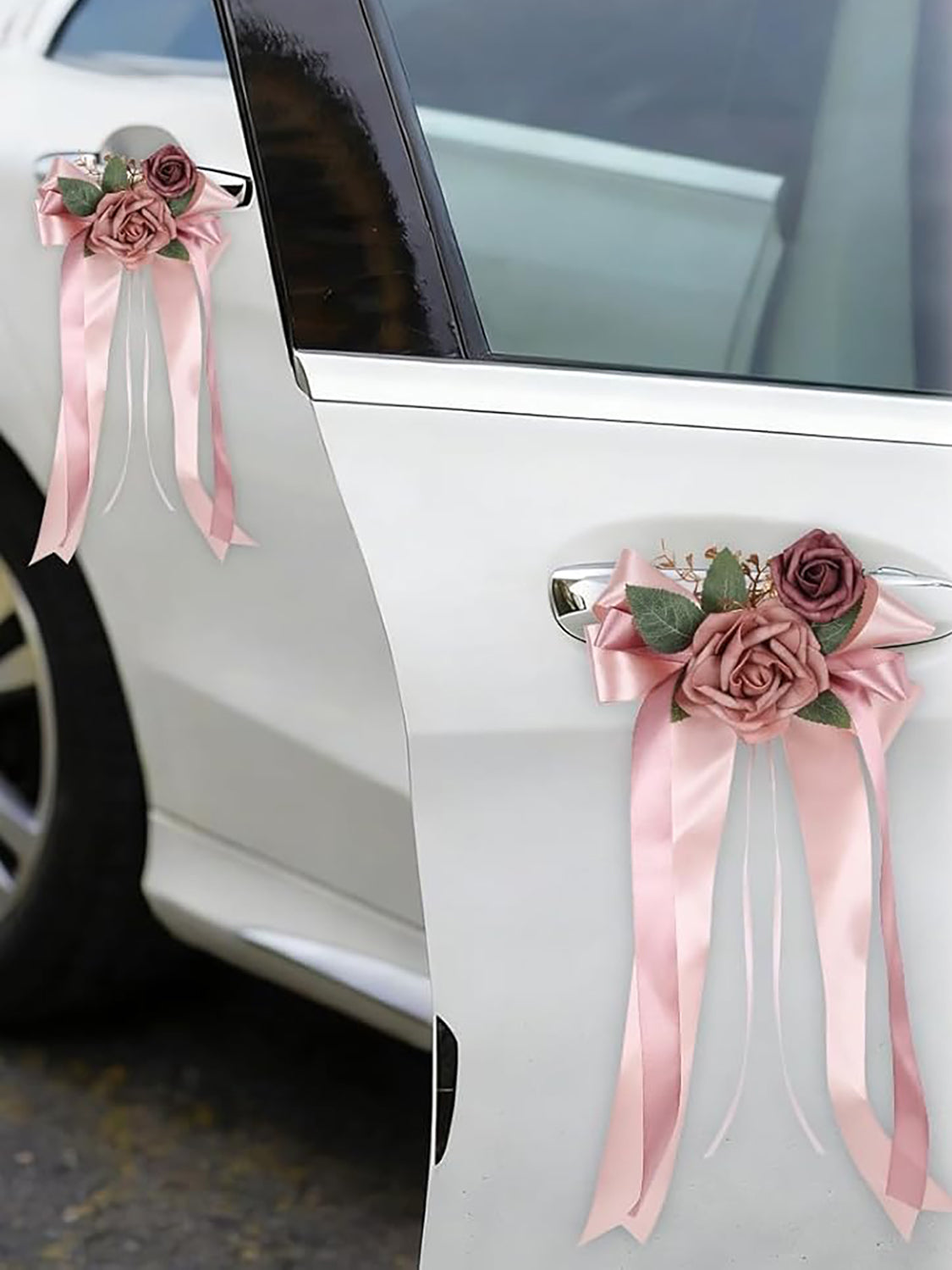 Pink 4PCS Wedding Car Door Handle Decorative Flowers
