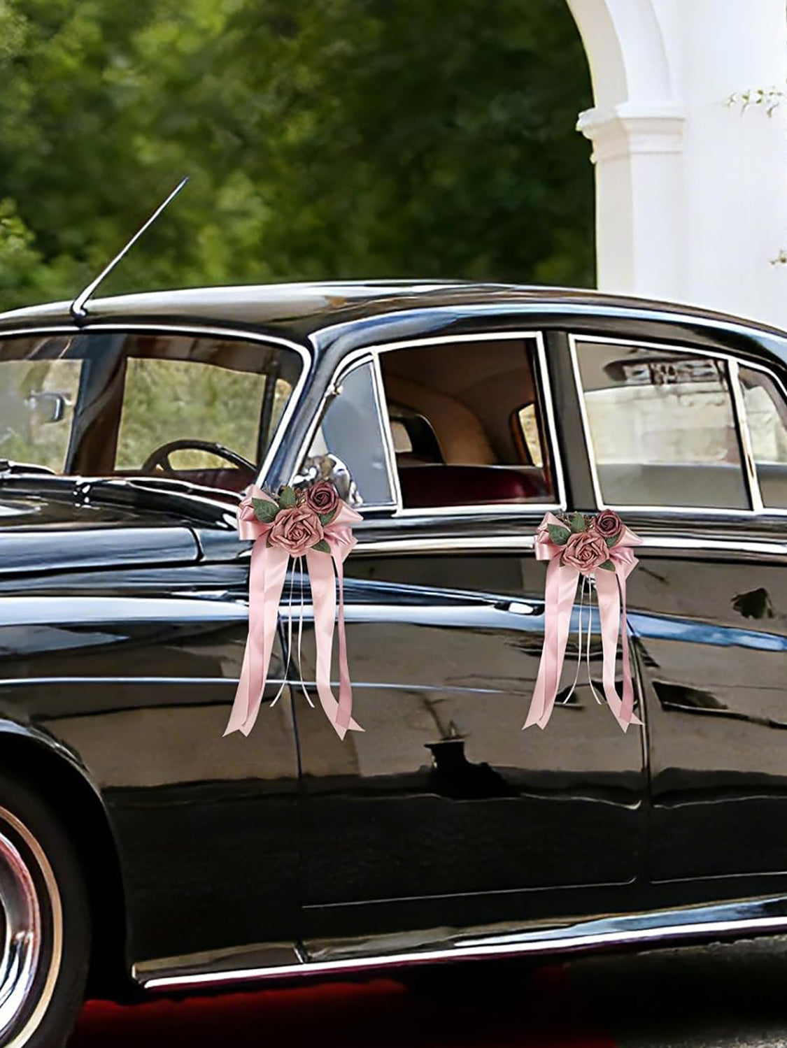 Pink 4PCS Wedding Car Door Handle Decorative Flowers