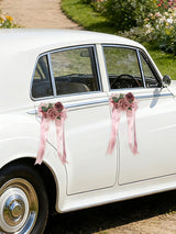 Pink 4PCS Wedding Car Door Handle Decorative Flowers