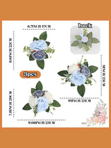 White&Blue 3-Piece Blue Fake Flowers Wedding Cake Toppers for Decor