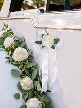 White 4PCS Wedding Car Door Handle Decorative Flowers
