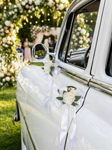 White 4PCS Wedding Car Door Handle Decorative Flowers