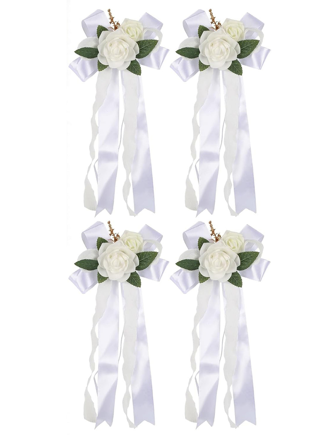 White 4PCS Wedding Car Door Handle Decorative Flowers