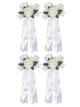 White 4PCS Wedding Car Door Handle Decorative Flowers