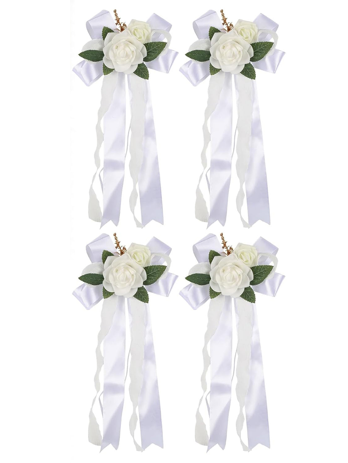 White 4PCS Wedding Car Door Handle Decorative Flowers
