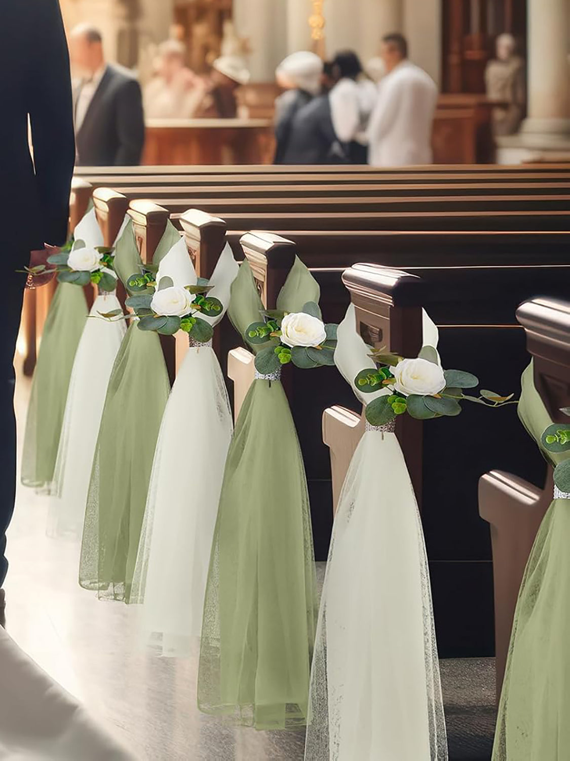 Green 24 Set Wedding Hydrangea/Gardenia Aisle Decorations 31.5inch