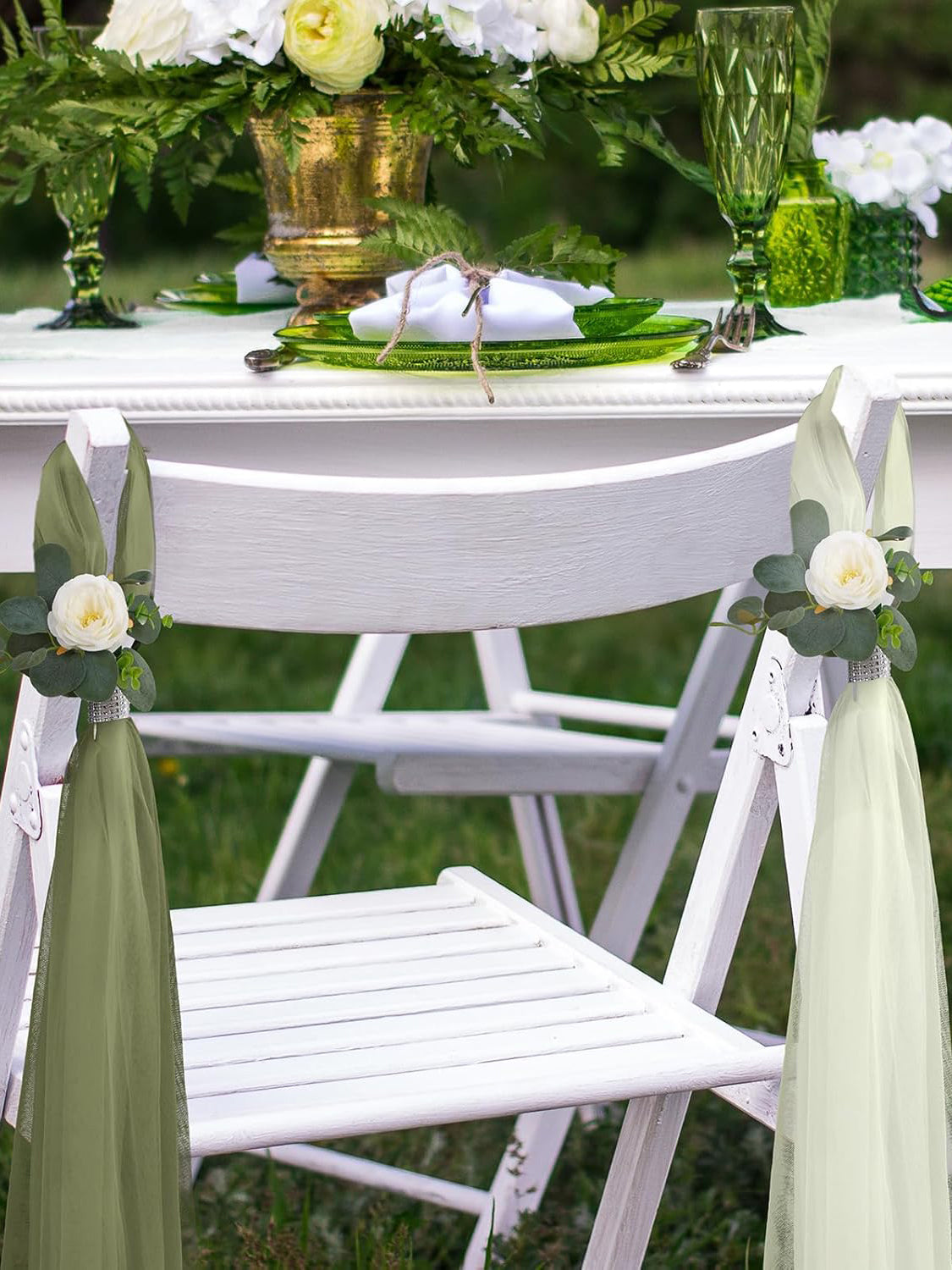 Green 24 Set Wedding Hydrangea/Gardenia Aisle Decorations 31.5inch