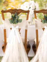 Elegant White 24 Sets Wedding White Ribbon Eucalyptus Aisle Eucalyptus Decorations